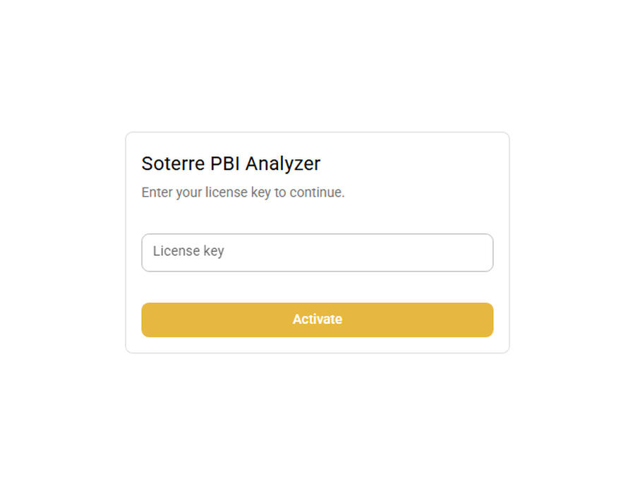License activation screen